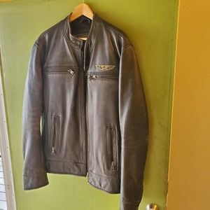Superdry leather motorbike jacket - XL